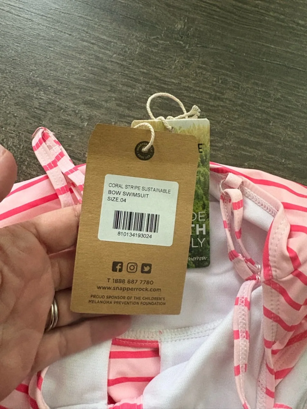 Snapper Rock Coral Stripe Bow Swimsuit - Size 4 NEW!